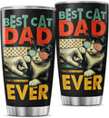 Best Cat Dad Ever 20oz Tumbler, Funny Fist Bump Design, Insulated Stainless Steel Travel Mug for Lovers, Ideal Birthday or Father's Day Gift