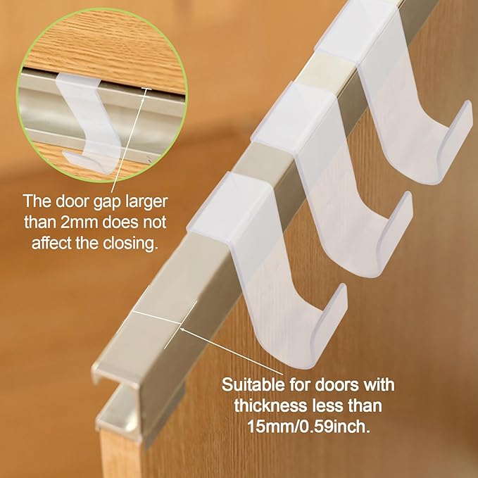 10PCS Over Cabinet Door Hooks Plastic Over The Door Single Hooks Space-Saving Hanger Extender Clips Multi-Purpose Hooks for Kitchen Bathroom Bedroom (Transparent)