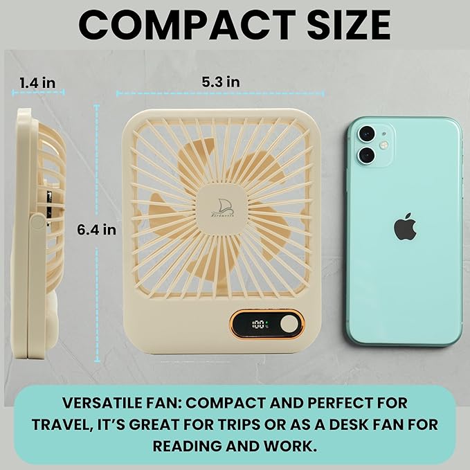 Nordmoose Cruise Ship Approved Fan – Up To 16 Hours Battery Life, USB Rechargeable, Battery-Powered Travel Fan for Sleeping – Magnetic Hook Included for Easy Hanging on Cabin Walls & Ceilings