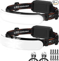 Rechargeable Headlamp High Lumen, 230° Wide Beam 1800 Lumen Super Bright Head Lamp, 6 Modes Head Lights for Forehead, 90° Rotatable Headlight, LED Headlamps for Adults Mechanic Hardhat Camping (2Pack)