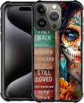 for iPhone 16 Pro Case, Sugar Skull Day of Death Halloween Pattern Graphic Design Girl Boy Soft Silicone Hard Acrylic Shock Protection for iPhone 16 Pro