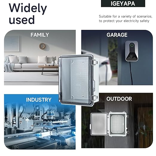 Waterproof Outdoor Project ABS Plastic Junction Box，IP67 Waterproof Clear Enclosure Boxes for Outdoor Garden with Hinged Cover, Mounting Plate, Wall Brackets, Cable Glands (Clear, 5.9"x5.9"x3.5")