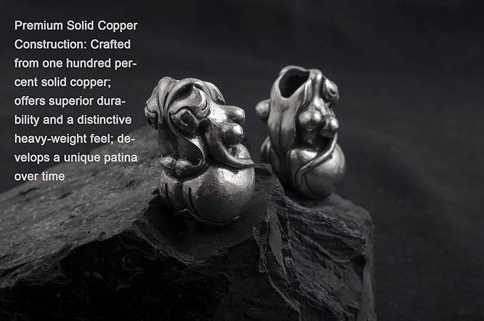 Copper Paracord Bead, 0.49x0.86x0.9 in, 0.39 oz, Handcrafted Knife Lanyard Accessory