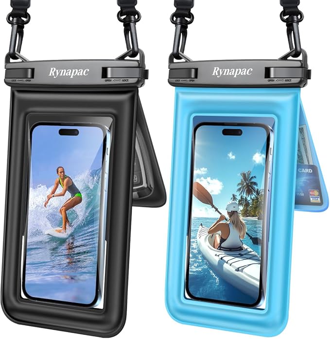 [Up to 8.5''] Floating Waterproof Phone Pouch 2 Pack, IPX8 Double Space Waterproof Phone Case with Lanyard for iPhone 17 16 15 Pro Max, Galaxy S26 Ultra, Cellphone Dry Bag Beach Cruise Ship Essentials