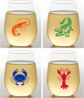 Set of 4 Shatterproof Designer 16 oz Plastic Wine Glasses MADE in the USA (GUMBO)