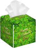 Tissue Box Cover Square,Happy St.Patrick's Day Tissue Box Holder Waterproof Leather Facial Paper Case Modern Home Decoration for Bedroom Dresser Night Stand Office Desk