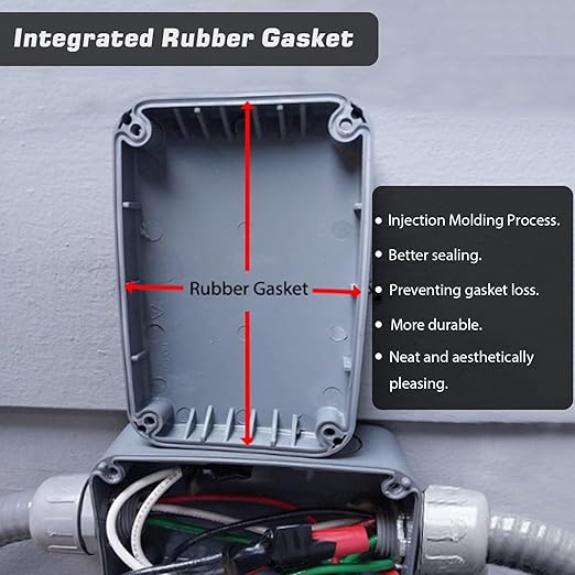 NineLeaf Outdoor Junction Box,IP66 Weatherproof Electrical Project Boxes PVC/ABS Plastic Enclosure Box Universal Watertight 4.9 x 3.3 x 2.3 inch (125x86x62mm), with 4PK 20mm Cable Gland Grey(10 Sets)