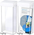 Remerry 4 Pieces Acrylic Outdoor Brochure Holder 4 x 9 Inch Waterproof Wall Mount Literature Box with White Lid Clear Pamphlet Holder for Pamphlet Map Menu Display