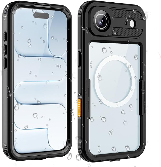 Waterproof Phone Case Compatible with iPhone 17 Air, IP68 Waterproof Shockproof Dust-Proof Phone Case with Built in Screen Protector, Full Body Protective Case (Black, 17 Air)