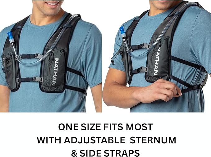 Nathan QuickStart Hydration Pack Vest with Bladder or flasks, Storage Pockets, Breathable Moisture-Wicking Fabric, Adjustable Straps for Running, Hiking, Walking, Marathons, Obstacle Races