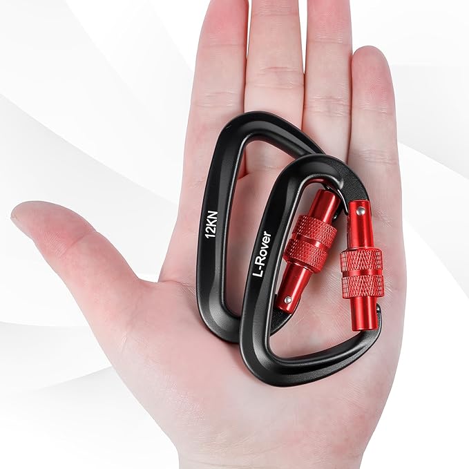 3 Heavy Duty Carabiner Clips 12kN (2697 lbs)-Lightweight Locking Carabiners for Securing Pets，Camping, Hiking, Hammock，Outdoor and Gym etc, Keychains& Utility