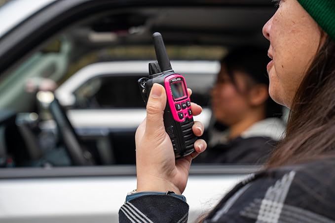 Midland T71PNK X-TALKER FRS Walkie Talkies with NOAA Weather Scan & Alert – Long Range Two-Way Radios – 36 Channels, 121 Privacy Codes – for Camping, Overlanding, Rock Crawling – Black/Pink, 2 Pack