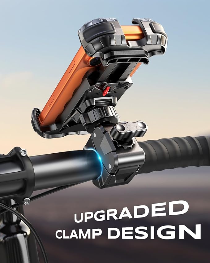 Zewdov Motorcycle Phone Mount [Secure Grip][Anti-Drop], Upgrade Bike Phone Holder [1s Stable Lock], 360° Rotatable Phone Holder for Mountain Bike/ATV, Fits for iPhone/Samsung 4.7-6.8", Clamp Mount