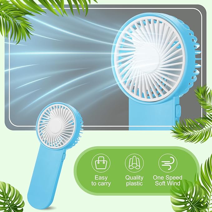 Sumind 20 Pcs Small Personal Portable Fan Mini Handheld Bulk 1 Speed Electric Cute Battery Powered for Neck Lash Makeup Women Men Travel Camping Indoor Outdoor Summer (Blue)