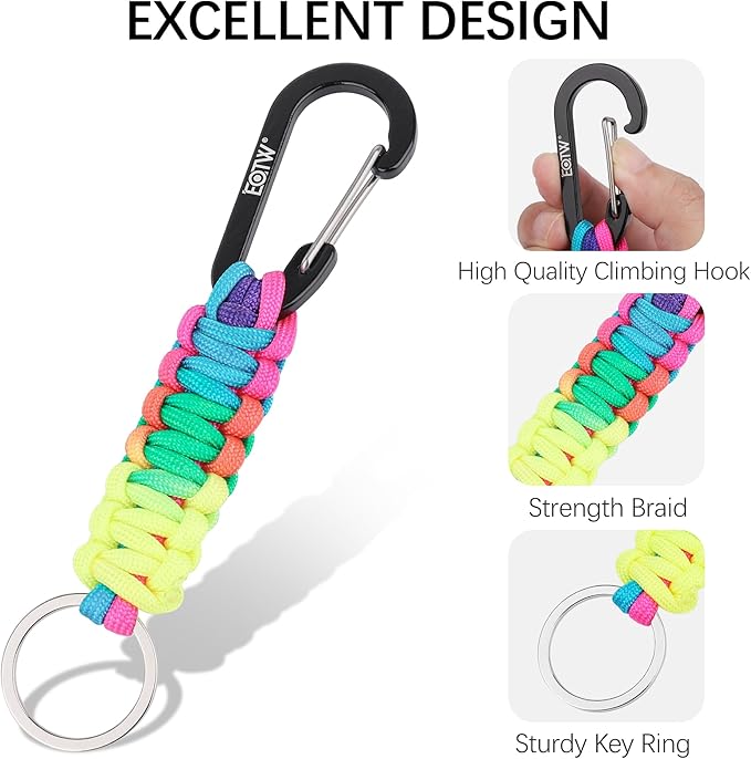 EOTW Paracord Keychain for Men Women Paracord Carabiner Backpack Keychain with Aluminum Clip for Camping Hiking Outdoor Gear