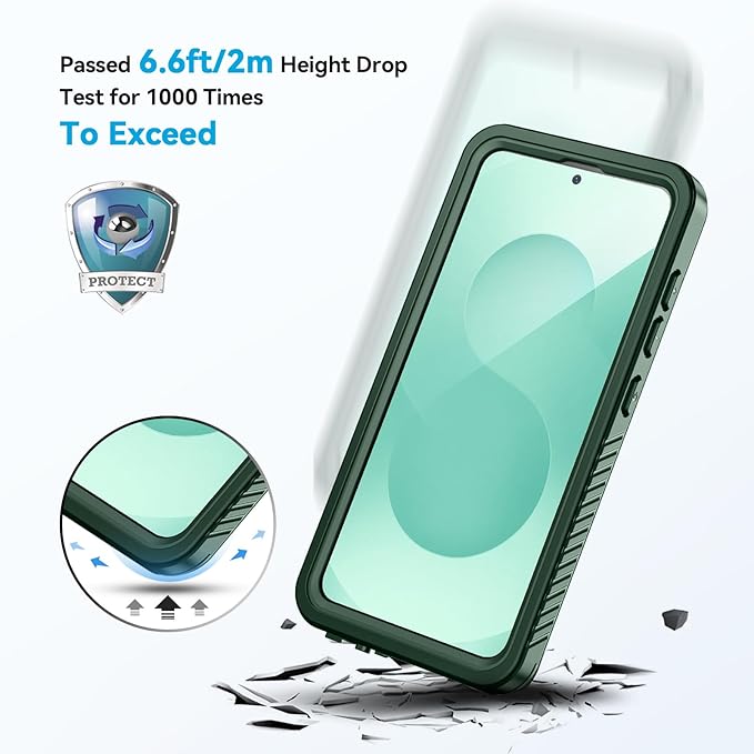 Lanhiem for Samsung Galaxy S25 Case, IP68 Waterproof Dustproof, Built-in Screen Protector, Rugged Full Body Shockproof Protective Cover for Galaxy S25, Green