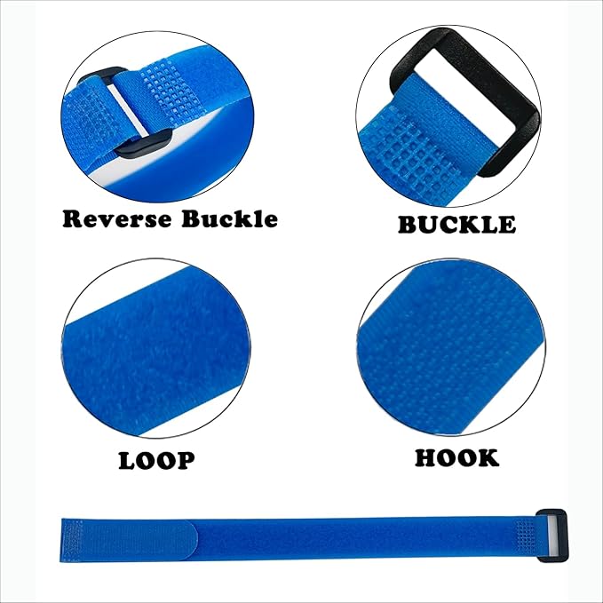 10 Pack (12 x 0.8 Inch) Reusable Fastening Cable Ties and Cable Straps Blue Color djustable Multi-Purpose Hook and Loop Straps Nylon Cable Ties Organizer Fastener Management Wire Straps