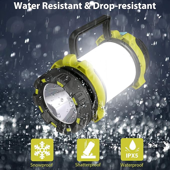 BOBKID 3 Pack Camping Lantern, Outdoor LED Camping Light, Rechargeable Flashlights with 1000LM, 6 Modes, IPX5 Waterproof Portable Emergency Camp Light for Hurricane Survival - Green