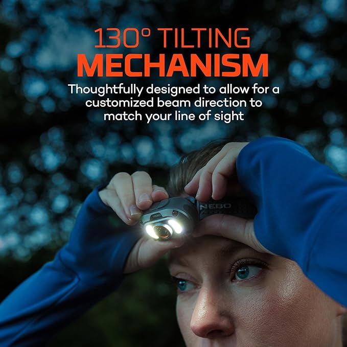 NEBO MYCRO 900+ Headlamp | USB-C Rechargeable 900 Lumen Headlamp, 7 Light Modes with Spot and Flood Light, IPX4 Water Resistant, Adjustable Strap, Cap Light Convertible
