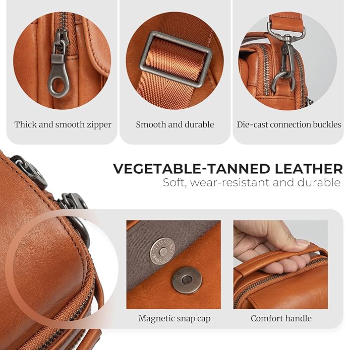 Augus Leather Small Messenger Bag For Men Crossbody Handbag Shoulder Sling Travel Bags for Men Purse Daypack Magnetic Buckle