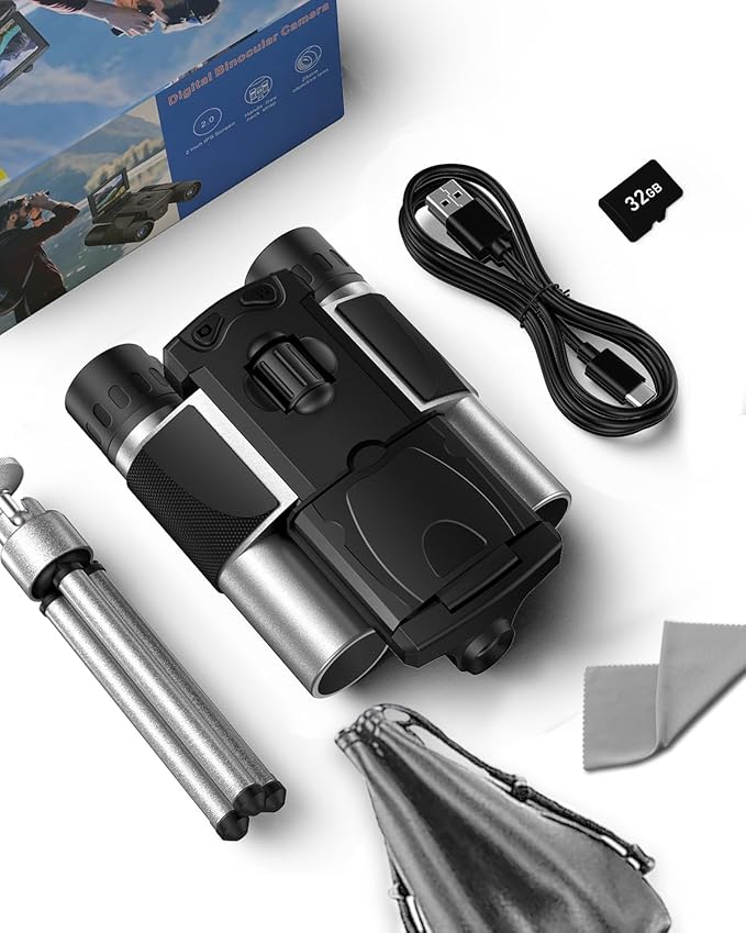 Digital Binoculars with Camera - 8X Digital Zoom, 2" LCD Display 40MP Camera 2.5K Videos Ideal for Concerts, Bird Watching, and Outdoor Adventures with 32GB SD Card - S555