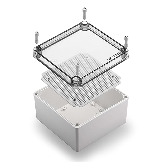 QILIPSU Outdoor Junction Box IP67 Waterproof Project Box ABS Plastic Weatherproof Electrical Enclosure Clear Cover (7.9"x7.9"x3.7" CC)