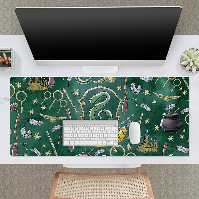 Head Case Designs Officially Licensed Harry Potter Slytherin Graphics 37.4 x 15.75 x 0.16 inches (900 x 400 mm) - XL Gaming Office Desk PC Keyboard Mouse Mat Pad