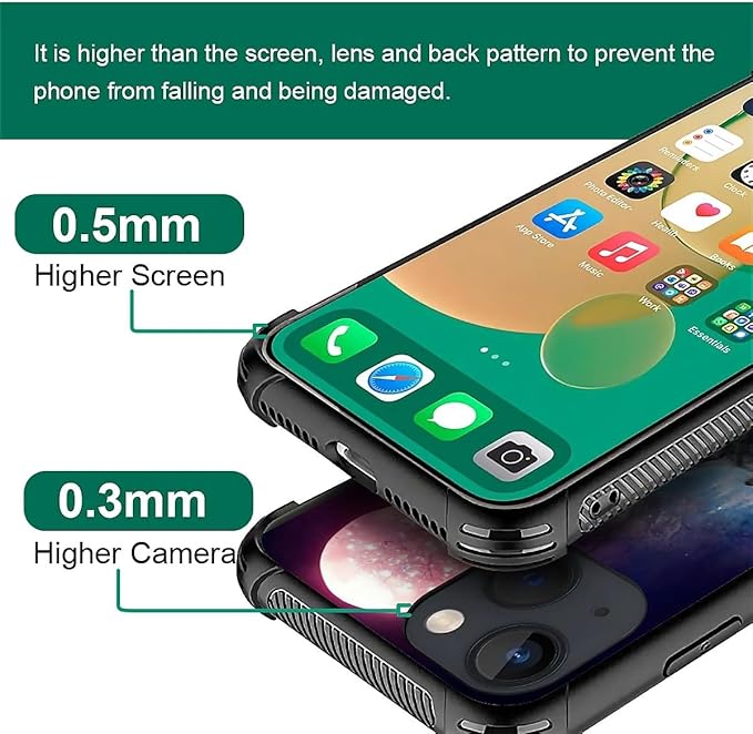 for iPhone 14 Case, Star Two Wolfs Howling Pattern Graphic Design Girl Boy Soft Silicone Hard Acrylic Shock Protection for iPhone 14