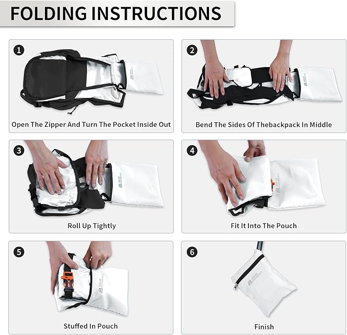 Hiking Backpack 10L/15L Small Daypack Lightweight Packable Travel Foldable Water Resistan for Women Men (White, 15L)