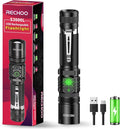 RECHOO Flashlight Rechargeable High Lumens, Dual Switch Rechargeable LED Flashlight 1 Pack, Adjustable Foucs 5 Lighting Modes Flashlights for Home, Camping, Gifts for Men