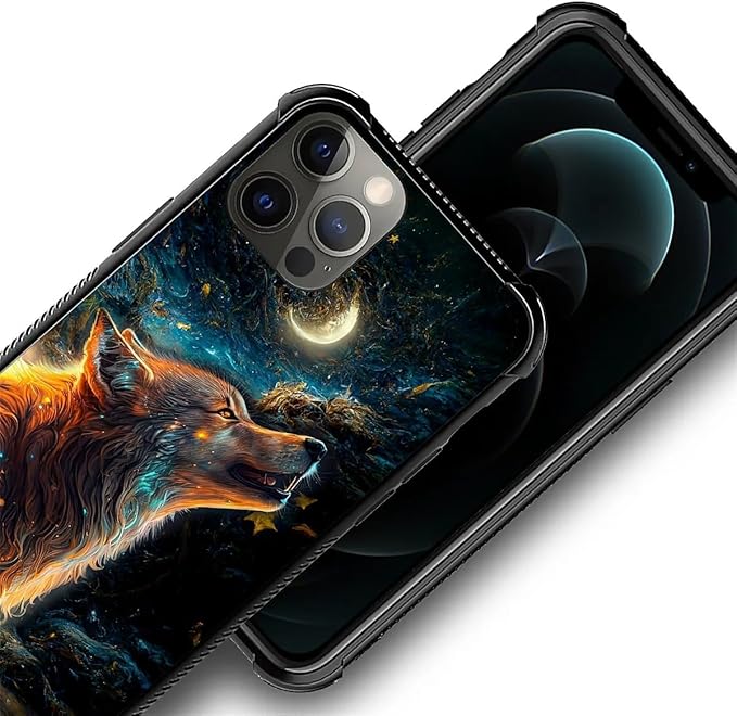 for iPhone 11 Pro Case, Star Cave Hungry Wolf Pattern Graphic Design Girl Boy Soft Silicone Hard Acrylic Shock Protection for iPhone 11 Pro
