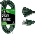Thonapa Weatherproof Green Extension Cord 6 ft 3 Outlets, 16/3 SJTW Outdoor Extension Cord with Multiple Outlets 6 Foot, 13 AMP Exterior Electric Cable 3 Way Plug for for Outdoor Lights, Landscaping