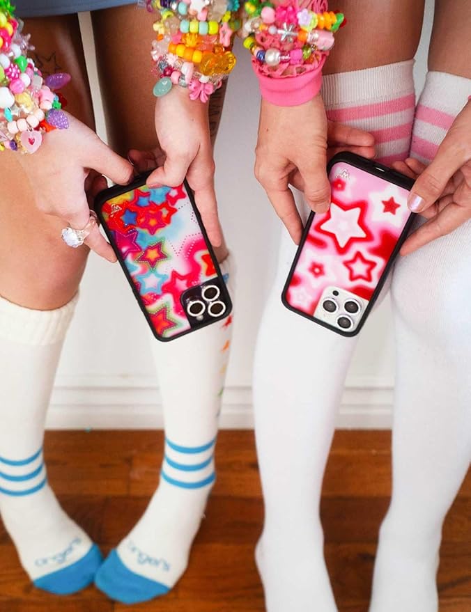 Wildflower Cases - Compatible with iPhone 13 Pro | Protective Black Bumper, 6.5ft Drop Test Certified, Women Owned Small Business | Red Pink White Space Aesthetic Cute Trendy | Red Dream Star