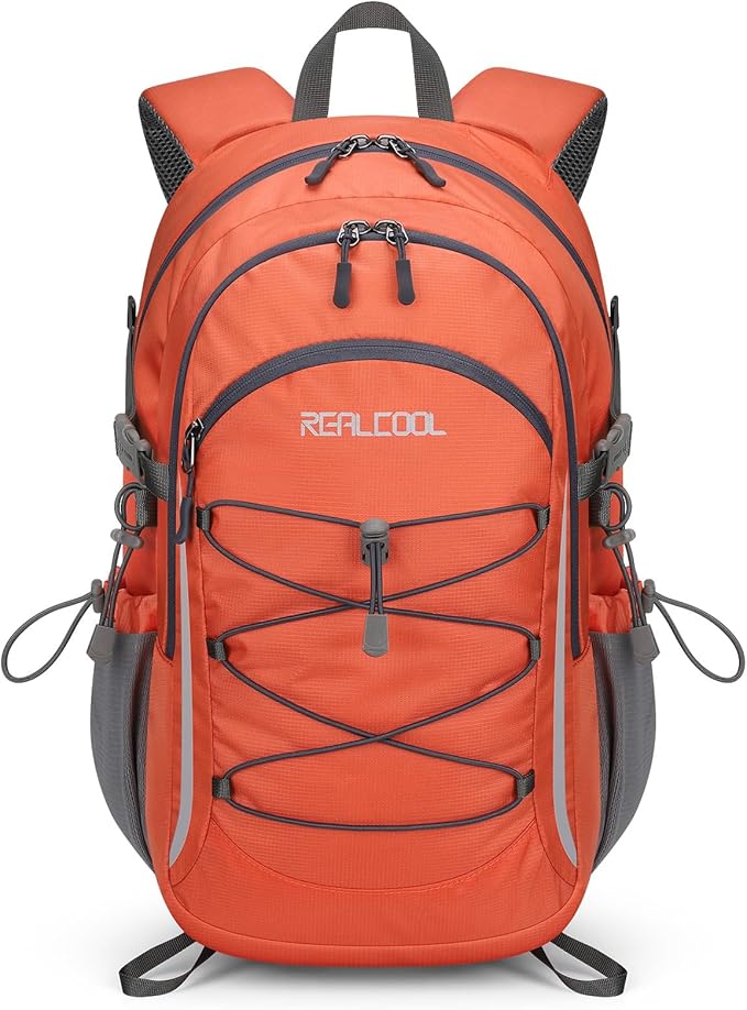 RealCool Hiking Backpack for Men Women,20L Lightweight Waterproof Travel Camping Backpack Hiking Daypack for Cycling Running,Orange
