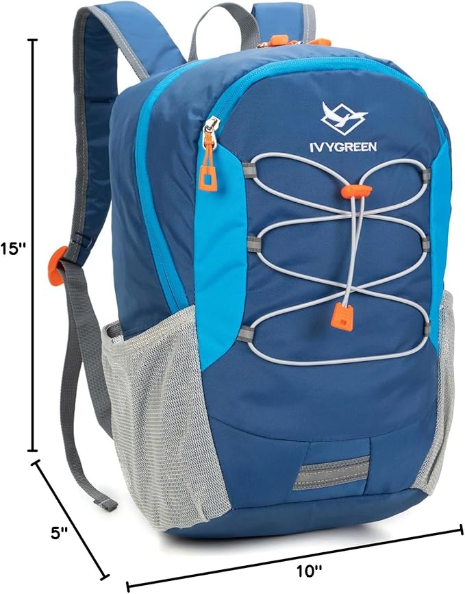 IVYGREEN Little Kids Hiking Backpack for Boys or Girls, Small Daypack for Camping or Travel (Blue, Small)
