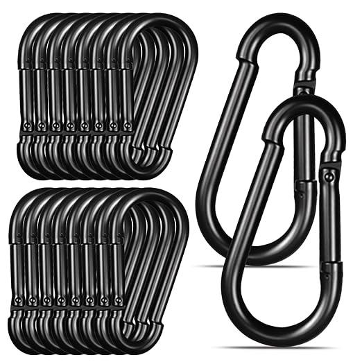 Black Carabiner, Heavy Duty Galvanized Steel Spring Snap Hook Carabiner Clips with 770LBS Holding Capacity, Ideal for Outdoor, Hammock, Swing and Travel (15PCS M10 4Inch)