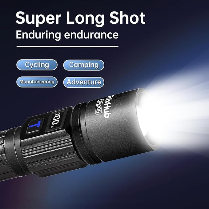 TrixHub Rechargeable Flashlights 2 Pack, Super Bright High Lumens Flash Light, 5 Modes Zoomable Linternas with LCD Digital Display, Powerful Handheld LED Flashlights for Home Emergencies Camping