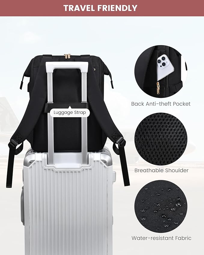 LOVEVOOK 18 Inch Laptop Backpack for Women, Large Capacity Travel Backpack with Organizer Bag, Waterproof Carry on Backpack Purse Work Bag with USB Port for College Teacher Nurse, 2PCS