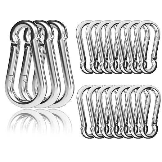 EPHECH 20PCS 4" Heavy Duty Spring Snap Hook, M10 3/8" Galvanized Steel Snap Hook Carabiner Quick Link Carabiner Clip, 500LBS Holding Capacity Quick Link Keychain for Swing Hammock Gym Outdoor