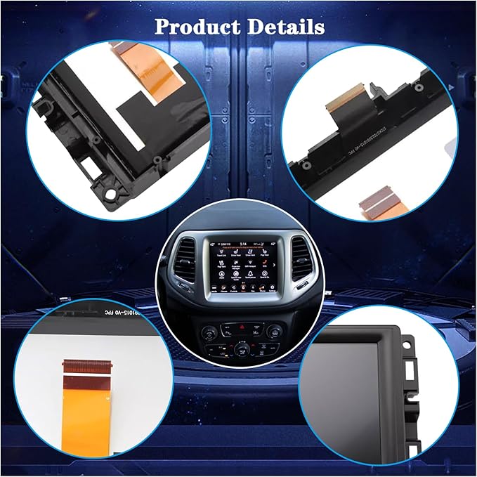 New Replacement 7" Uconnect LCD Display with Bracke LCD Monitor Digitizer Radio Navigation Fit for Jeep Compass 2017-2020 TDO-WXGA0700K00033-V2 TDO-WXGA0700K00057-V1 LMB-K00057BL
