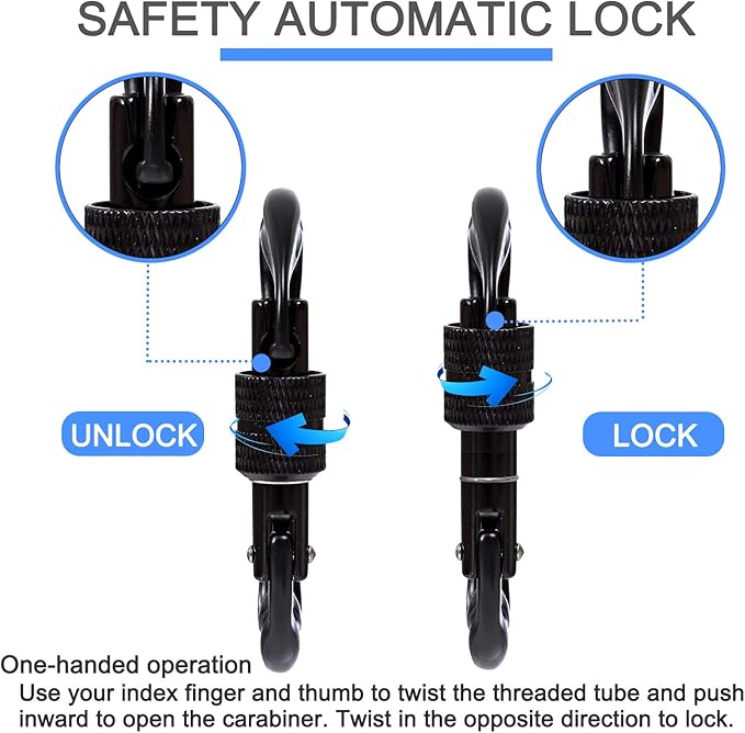 BEIFENG Heavy Duty Lightweight Locking Carabiner Clips D Ring for Camping Hiking Outdoor Gym etc, Carabiner with Lock Small Carabiners for Dog Leash & Harness