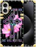 for iPhone 17 Case Luxury Golden Decoration for Girl Women Soft TPU Shockproof Protective Hard PC Back for iPhone 17 Crazy Pattern Praying Cross Hands