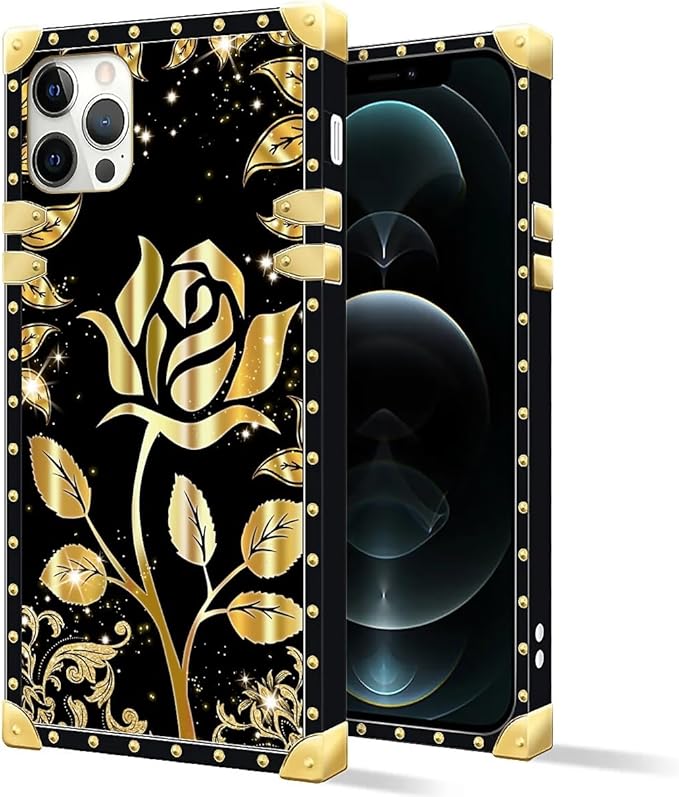 Compatible with iPhone 11 Pro Max Case, Shine Gold Rose Luxury Golden Decoration for Girl Women Soft TPU Shockproof Protective Hard PC Back for iPhone 11 Pro Max