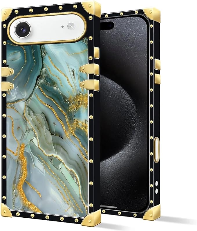 for iPhone 17 Air Case Luxury Golden Decoration for Girl Women Soft TPU Shockproof Protective Hard PC Back for iPhone 17 Air Crazy Pattern Golden Texture Marble Veining