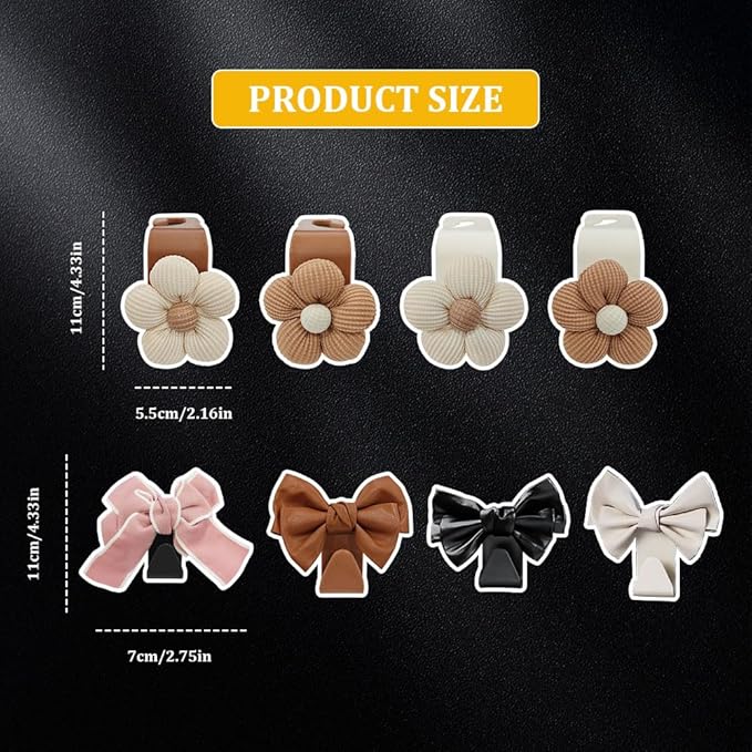 4PCS Car Hooks for Purses and Bags, Flower Car Headrest Hook, Multipurpose Back Seat Hanger Storage Organize Universal (4PCS-Brown Flower)
