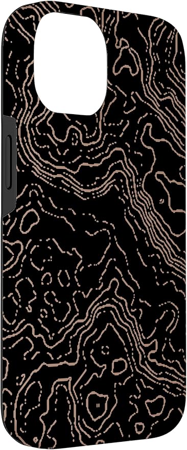 Topography Black & Brown Abstract Pattern Topographic Map Case for iPhone 14