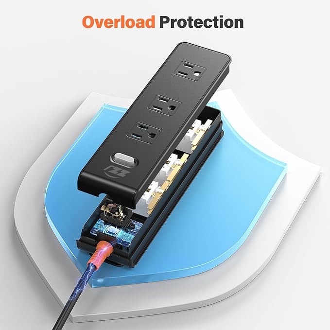 Outdoor Power Strip Weatherproof, IPX6 Waterproof Surge Protector with 3 Wide Outlets, 1625W/13A Overload Protection Switch, 6FT Extension Cord, Wall Mountable for Indoor Outdoor, UL FCC Listed