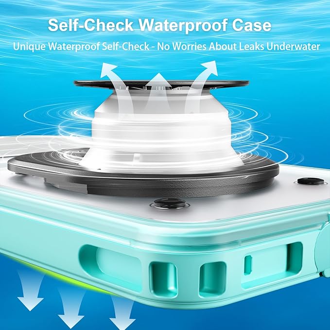 Waterproof Phone Case Up to 6.9 inch | IPX8 Underwater Phone Cases for Snorkeling | Universal Diving Case with Lanyard for iPhone 16 Pro Max/15/14/Galaxy S24 | Beach Cruise Essentials (Cyan)
