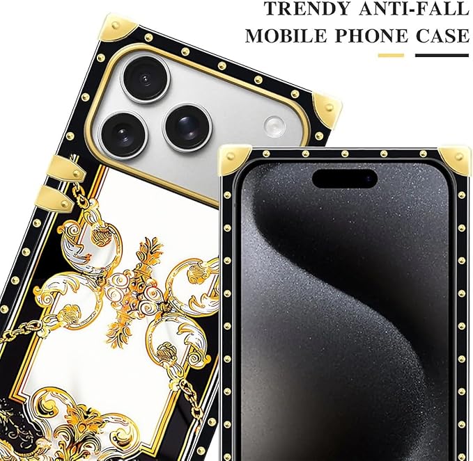 for iPhone 17 Pro Case Luxury Golden Decoration for Girl Women Soft TPU Shockproof Protective Hard PC Back for iPhone 17 Pro Crazy Pattern Gold Grain Flowers