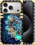 for iPhone 17 Pro Max Case Luxury Golden Decoration for Girl Women Soft TPU Shockproof Protective Hard PC Back for iPhone 17 Pro Max Crazy Pattern Starry Sky Colourful Mandala